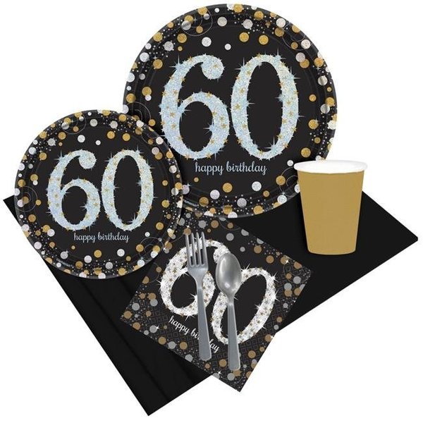 Birthday Express BirthdayExpress 305262 Sparkling Celebration 60th Birthday Party Pack - Pack of 8 305262